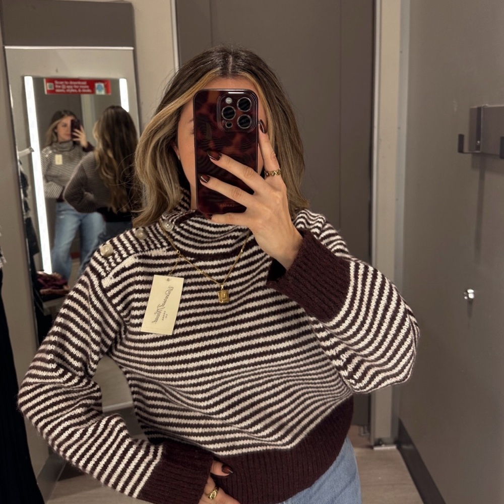 Long-Sleeve Funnel Neck Button Pullover Sweater U… - image 4